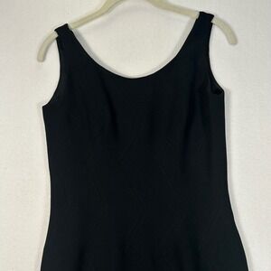 Vintage Ann Tijan for Kenar Sleeveless Little Black Sheath Dress Size 4 90s